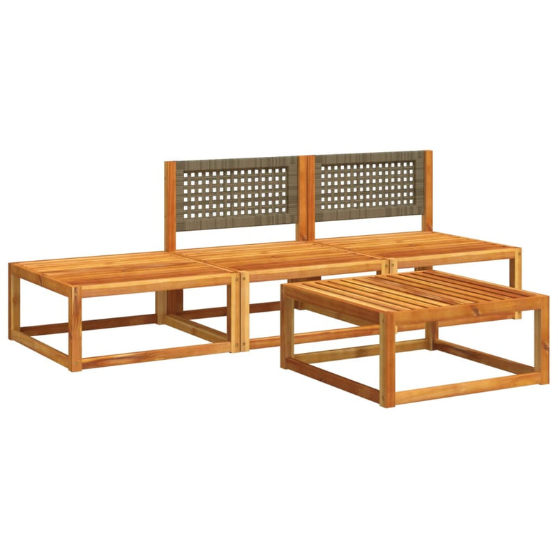 Set canapele de grădină cu 4 piese și perne, lemn de salcâm și ratan
