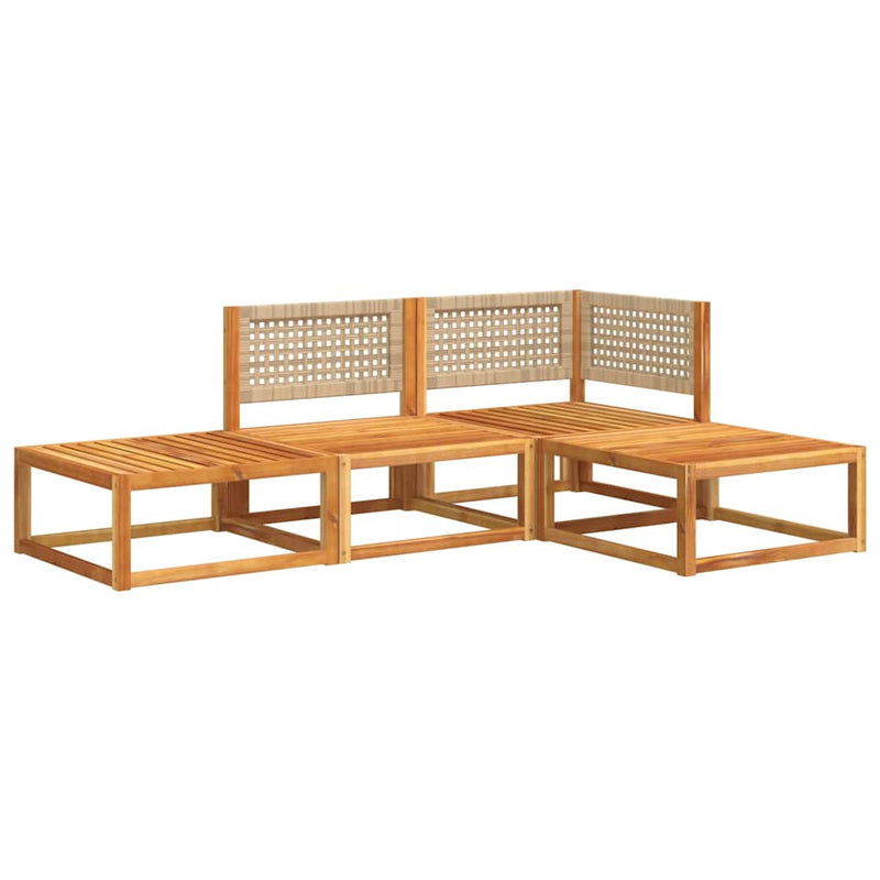 Set canapele de grădină cu 4 piese și perne, lemn de salcâm și ratan