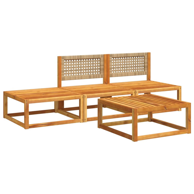Set canapele de grădină cu 4 piese și perne, lemn de salcâm și ratan
