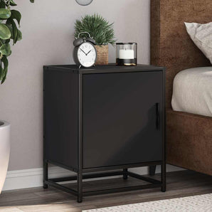 Noptiere 2 buc Negru 40x31x50 cm Lemn și metal prelucrat