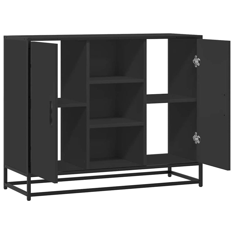 Servantă, negru, 92x35x76 cm, lemn prelucrat