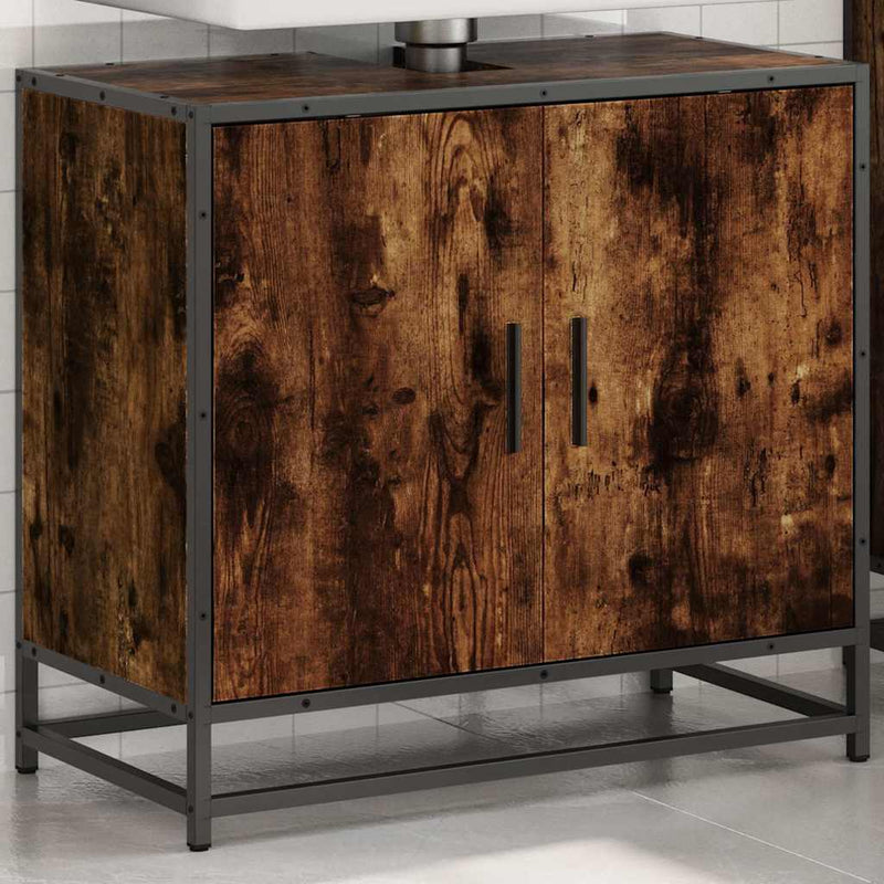 Dulap pentru chiuvetă de baie stejar afumat 65x33x60 cm lemn