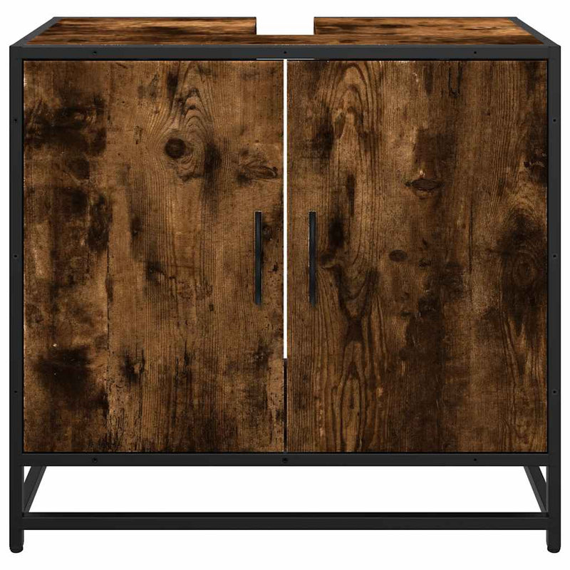 Dulap pentru chiuvetă de baie stejar afumat 65x33x60 cm lemn