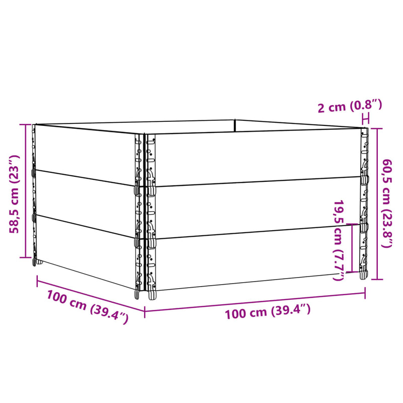 Rame pentru paleți 3 buc. maro 100x100 cm lemn masiv de pin