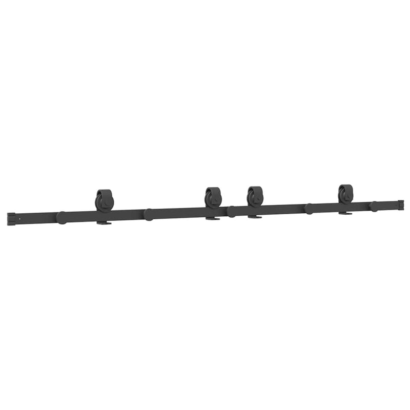 Set feronerie pentru ușă glisantă, negru, 183 cm, oțel