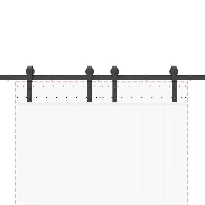 Set feronerie pentru ușă glisantă, negru, 183 cm, oțel