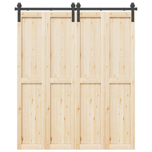 Set feronerie pentru ușă glisantă, negru, 183 cm, oțel