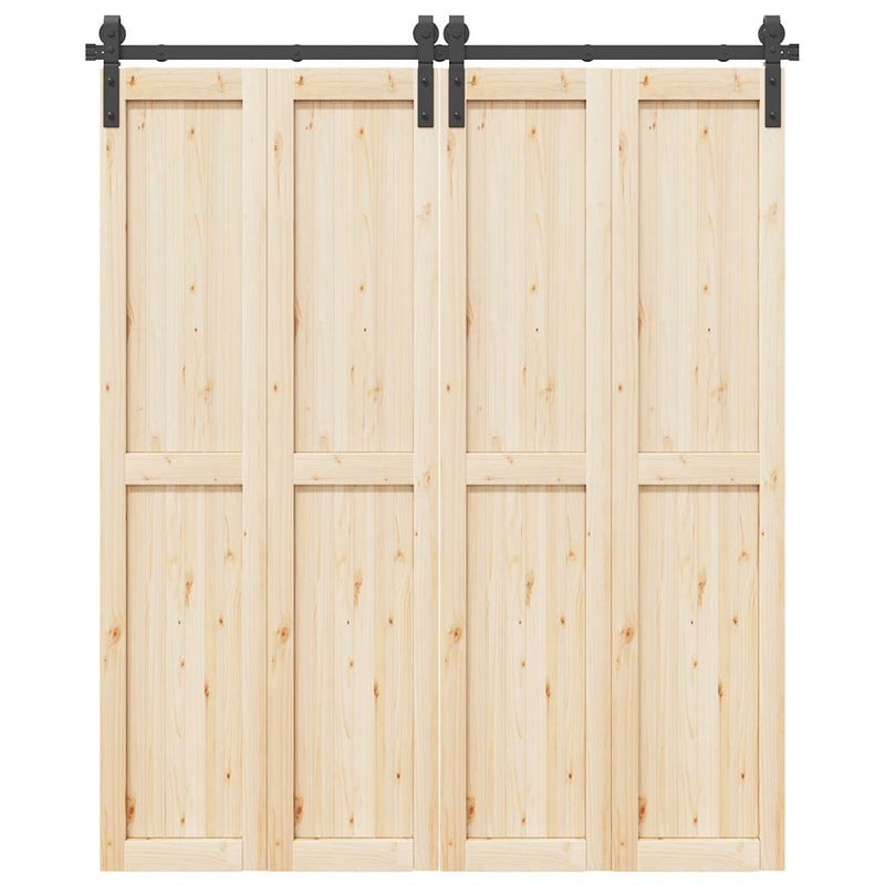 Set feronerie pentru ușă glisantă, negru, 183 cm, oțel
