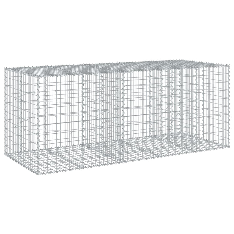 Coș gabion cu capac, 250x100x100 cm, fier galvanizat