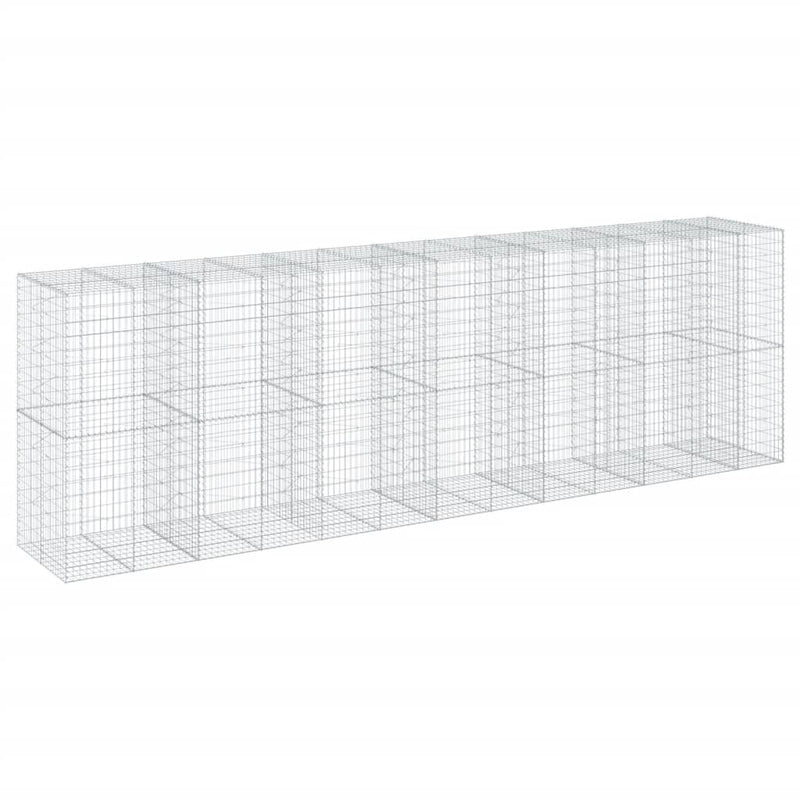 Coș gabion cu capac, 650x100x200 cm, fier galvanizat