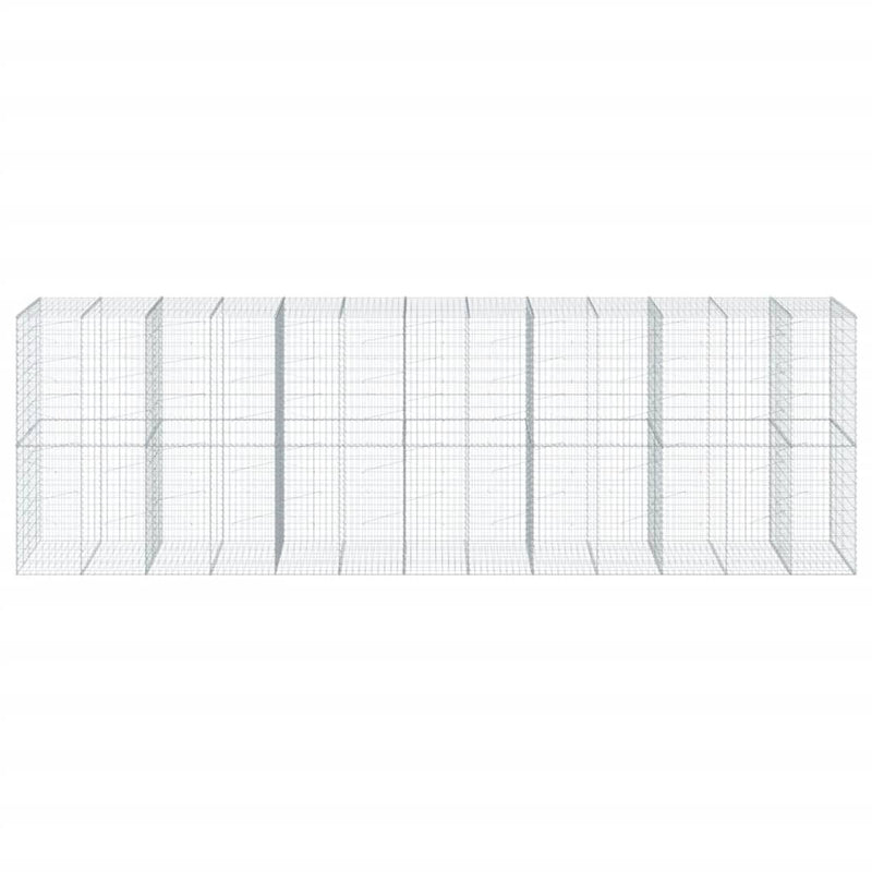 Coș gabion cu capac, 650x100x200 cm, fier galvanizat