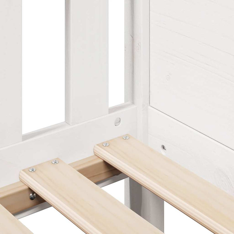 Cadru pat tip casă pentru copii alb 90x200 cm lemn masiv de pin