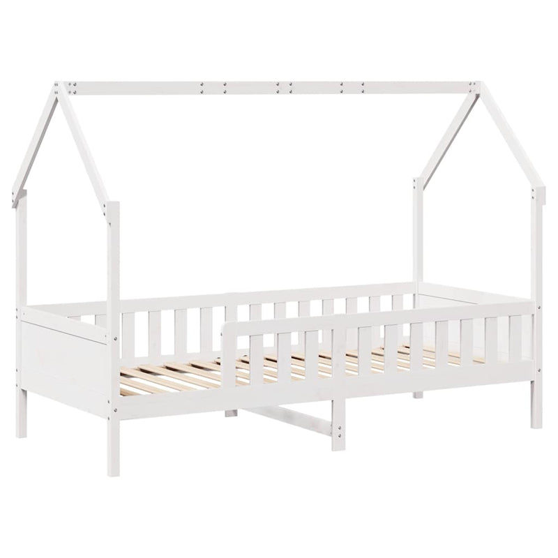 Cadru pat tip casă pentru copii alb 80x200 cm lemn masiv de pin