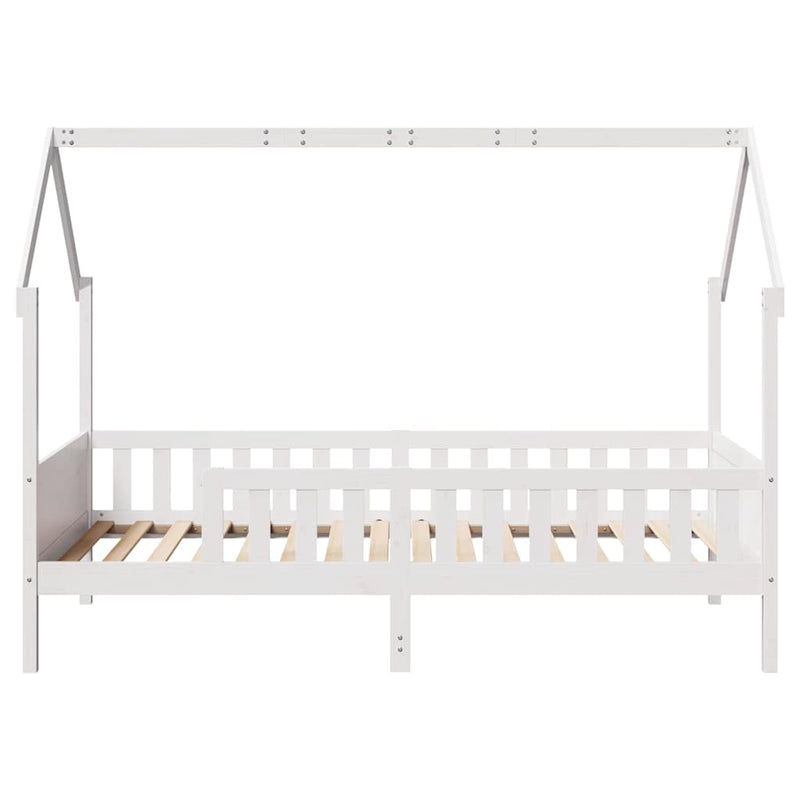 Cadru pat tip casă pentru copii alb 80x200 cm lemn masiv de pin