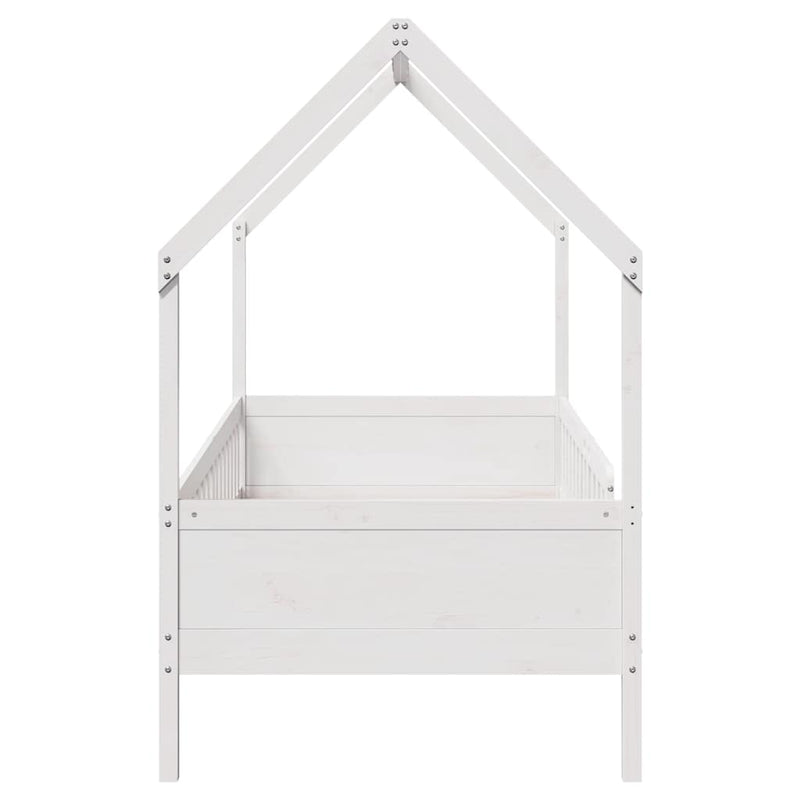 Cadru pat tip casă pentru copii alb 80x200 cm lemn masiv de pin