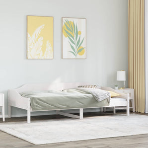 Cadru de pat fără saltea, alb, 90x200 cm, lemn masiv pin