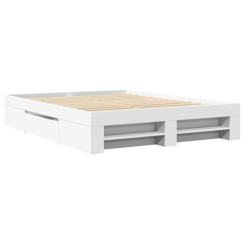 Cadru de pat, alb, 150x200 cm, lemn prelucrat