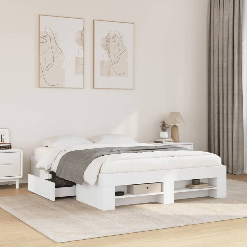 Cadru de pat, alb, 120x200 cm, lemn prelucrat
