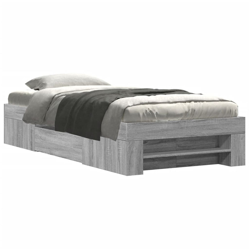 Cadru de pat, gri sonoma, 100x200 cm, lemn prelucrat