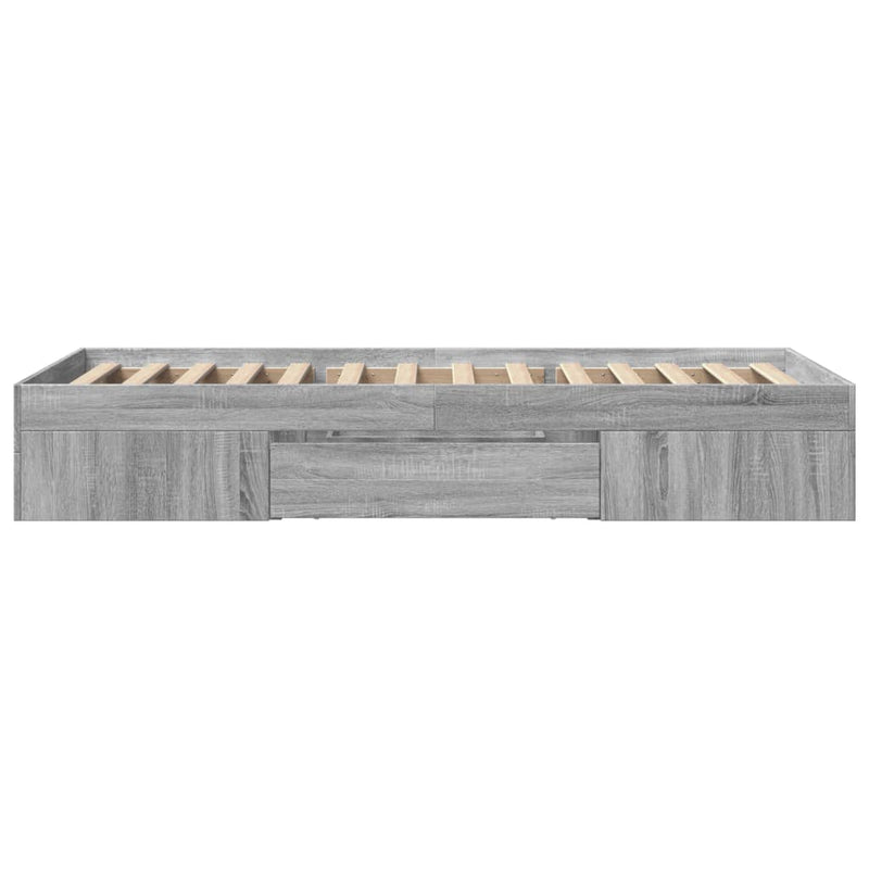 Cadru de pat, gri sonoma, 100x200 cm, lemn prelucrat