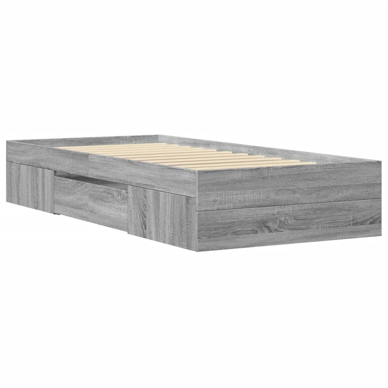Cadru de pat, gri sonoma, 100x200 cm, lemn prelucrat