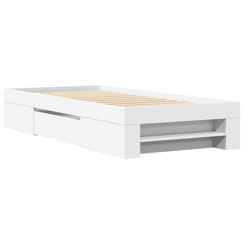 Cadru de pat, alb, 90x200 cm, lemn prelucrat