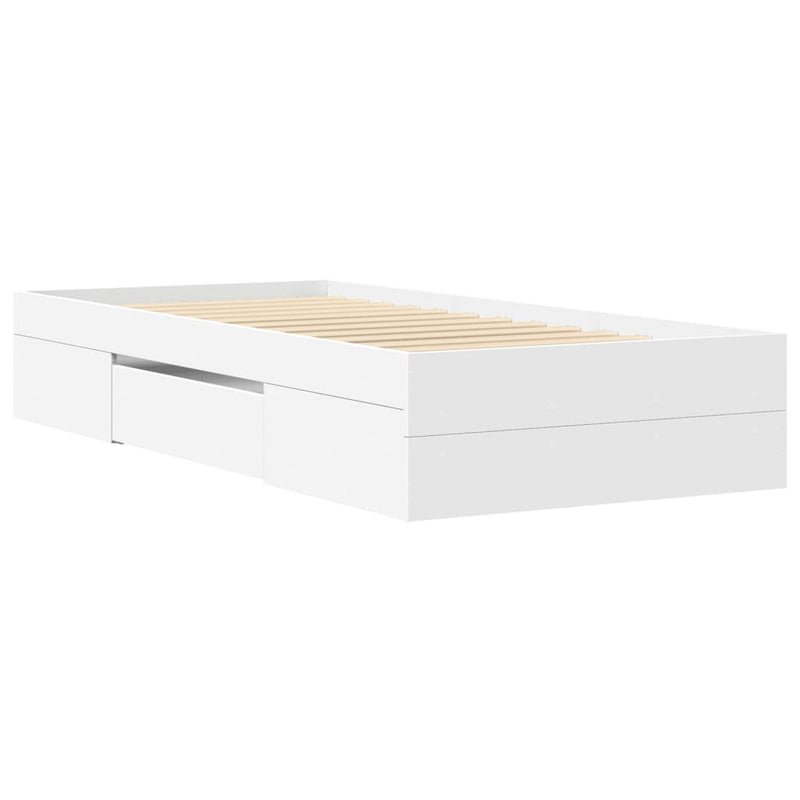Cadru de pat, alb, 90x200 cm, lemn prelucrat