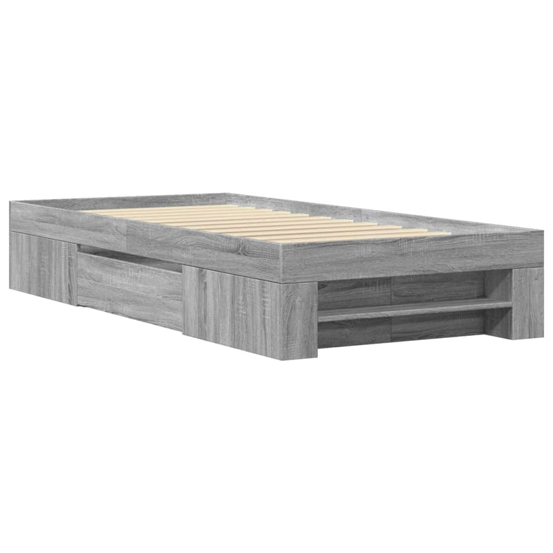 Cadru de pat, gri sonoma, 90x200 cm, lemn prelucrat