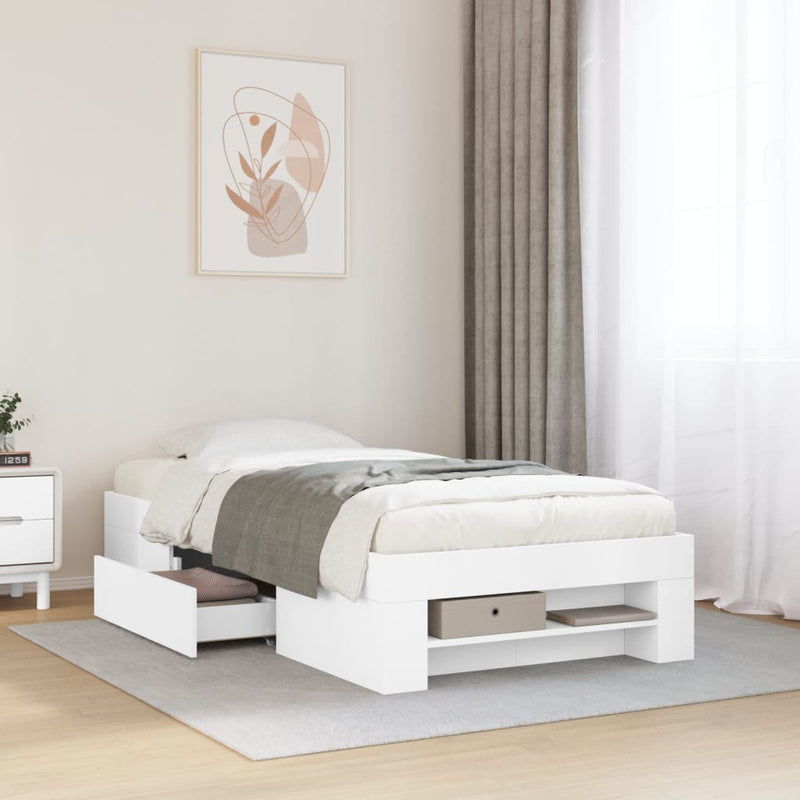 Cadru de pat, alb, 75x190 cm, lemn prelucrat