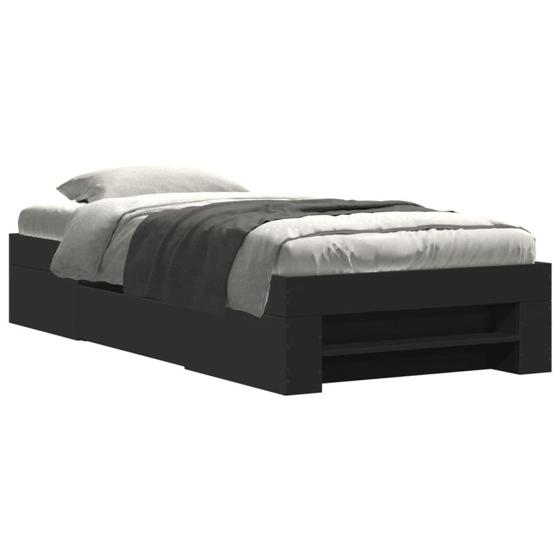 Cadru de pat, negru, 75x190 cm, lemn prelucrat