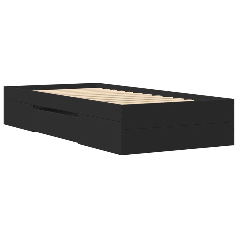 Cadru de pat, negru, 75x190 cm, lemn prelucrat