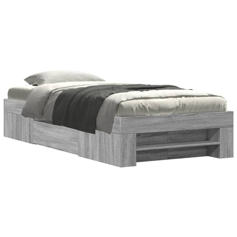 Cadru de pat, gri sonoma, 75x190 cm, lemn prelucrat