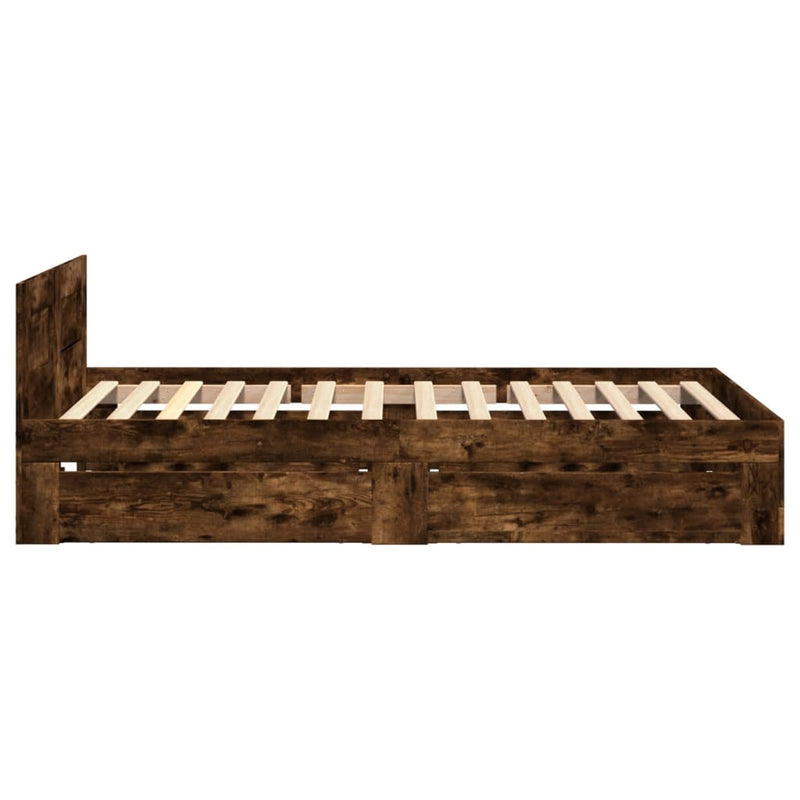 Cadru de pat cu tăblie stejar fumuriu 90x200 cm lemn prelucrat