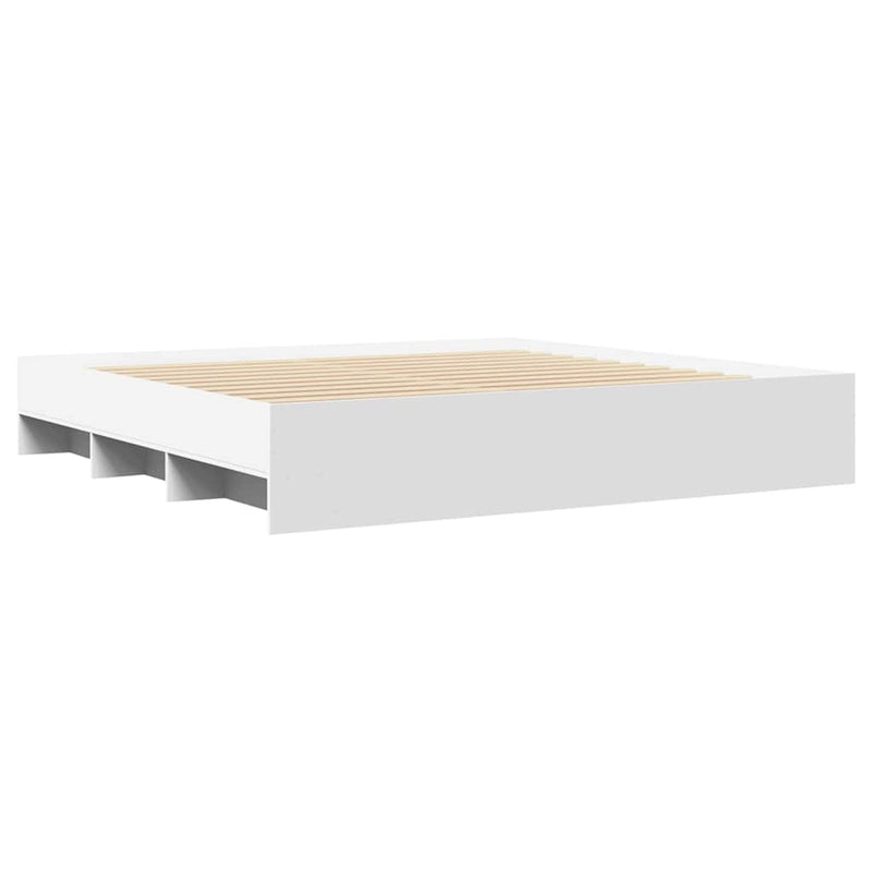 Cadru de pat, alb, 200x200 cm, lemn prelucrat