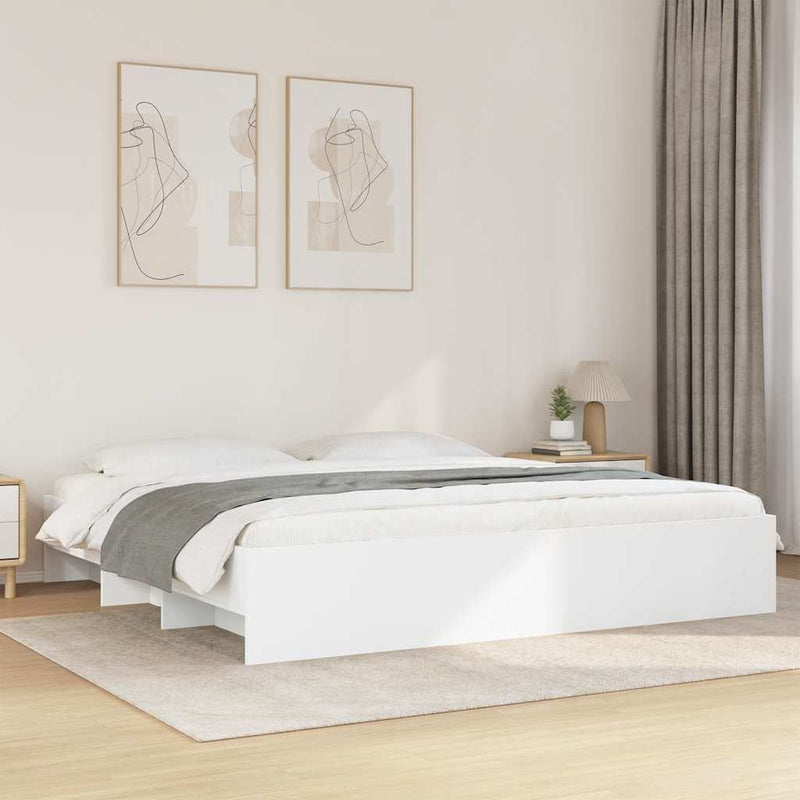 Cadru de pat, alb, 200x200 cm, lemn prelucrat