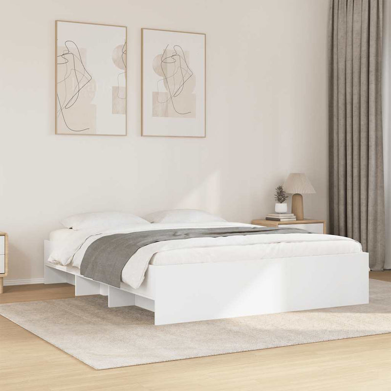 Cadru de pat, alb, 150x200 cm, lemn prelucrat
