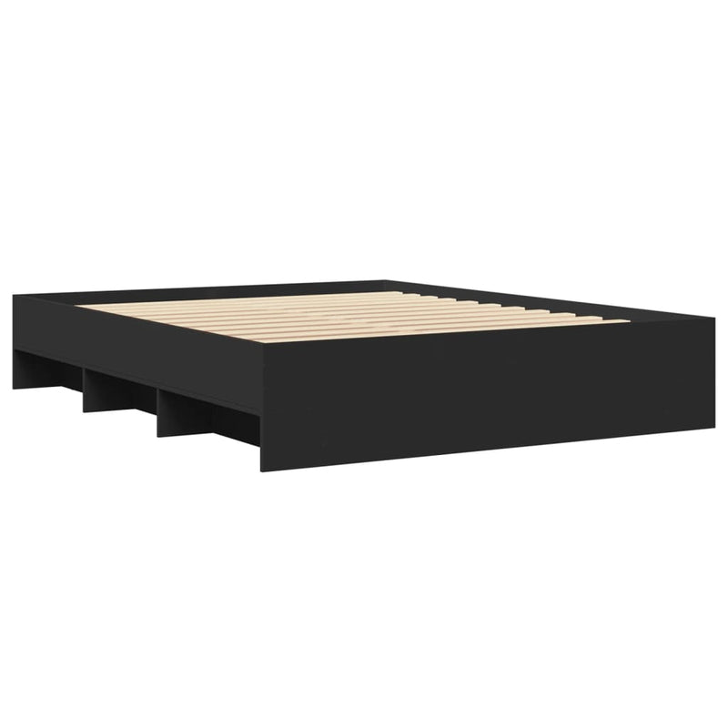 Cadru de pat, negru, 150x200 cm, lemn prelucrat
