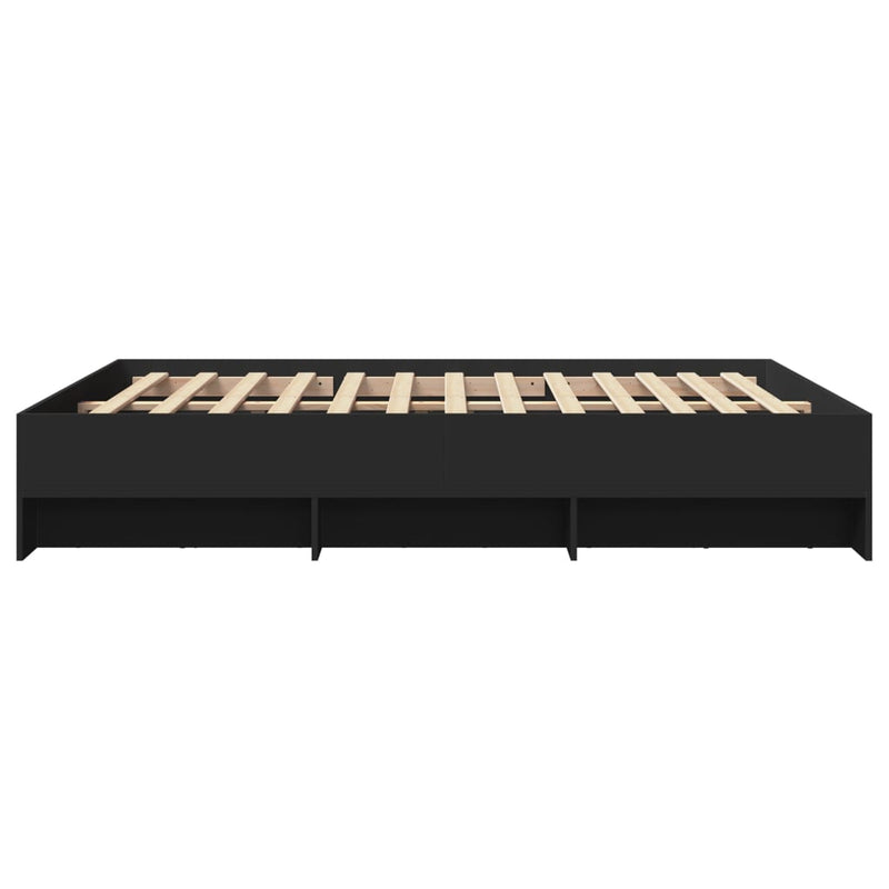 Cadru de pat, negru, 150x200 cm, lemn prelucrat