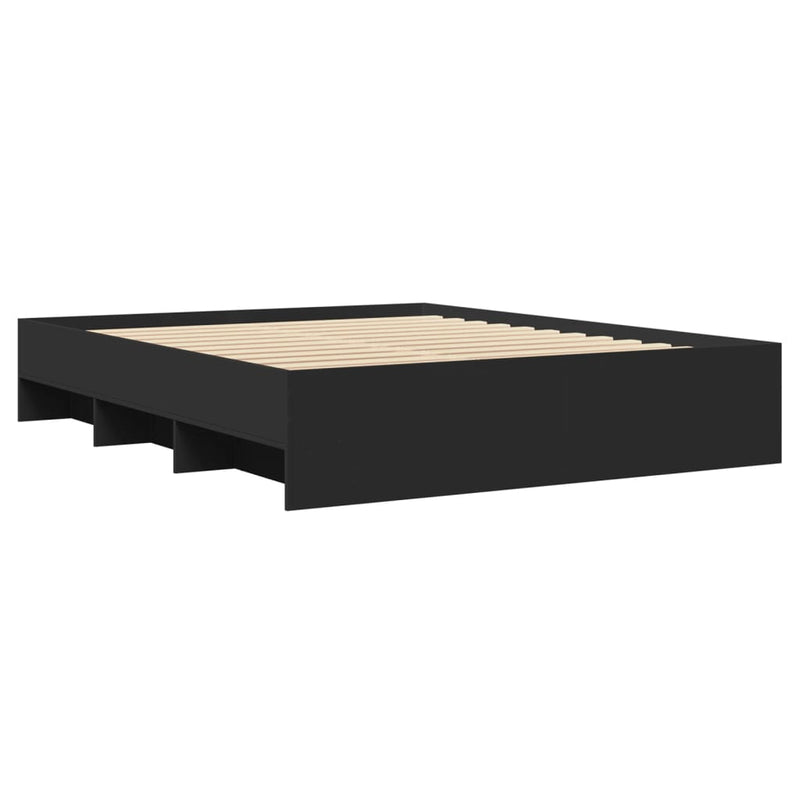 Cadru de pat, negru, 150x200 cm, lemn prelucrat