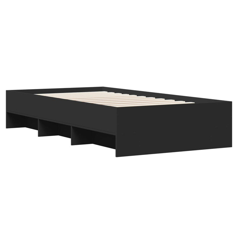Cadru de pat, negru, 100x200 cm, lemn prelucrat