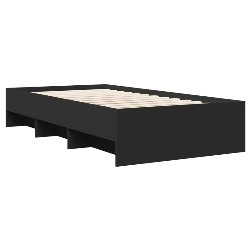 Cadru de pat, negru, 100x200 cm, lemn prelucrat