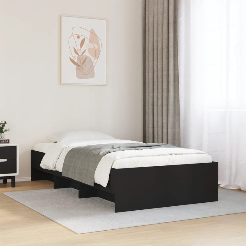Cadru de pat, negru, 100x200 cm, lemn prelucrat