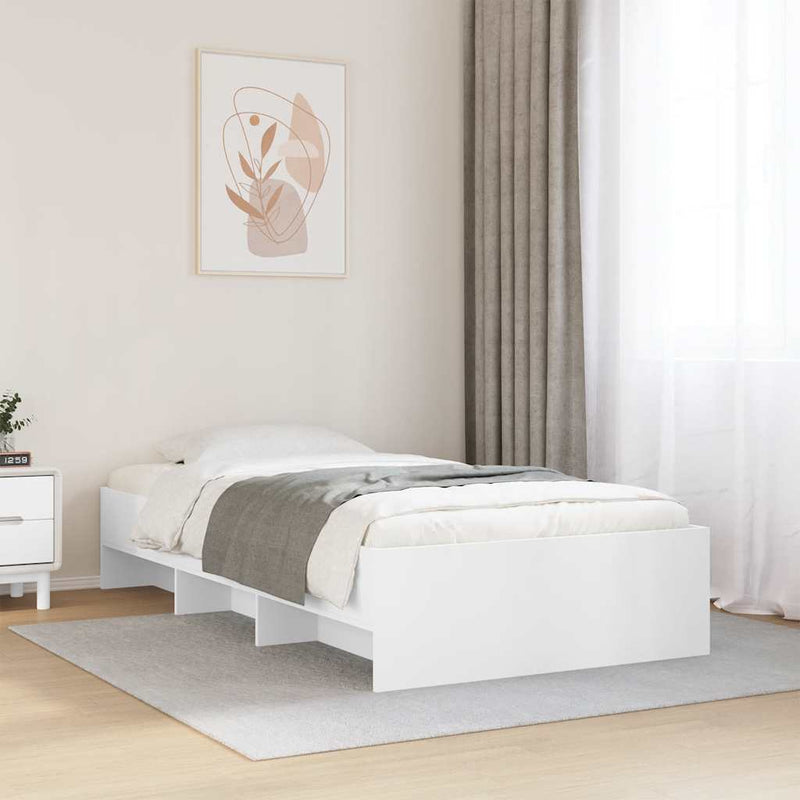 Cadru de pat, alb, 90x200 cm, lemn prelucrat