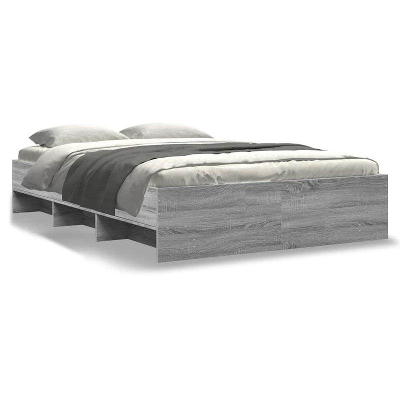 Cadru de pat, gri sonoma, 140x190 cm, lemn prelucrat