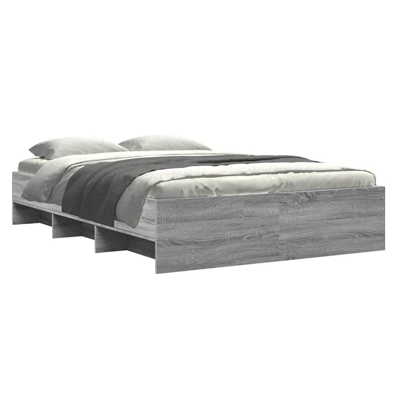 Cadru de pat, gri sonoma, 140x190 cm, lemn prelucrat