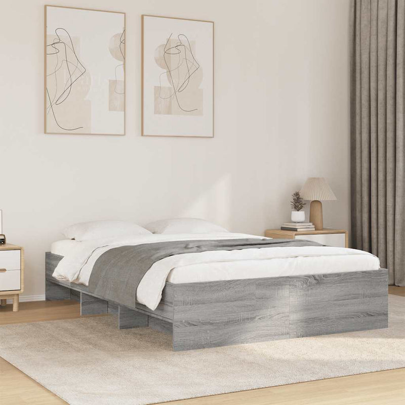 Cadru de pat, gri sonoma, 140x190 cm, lemn prelucrat