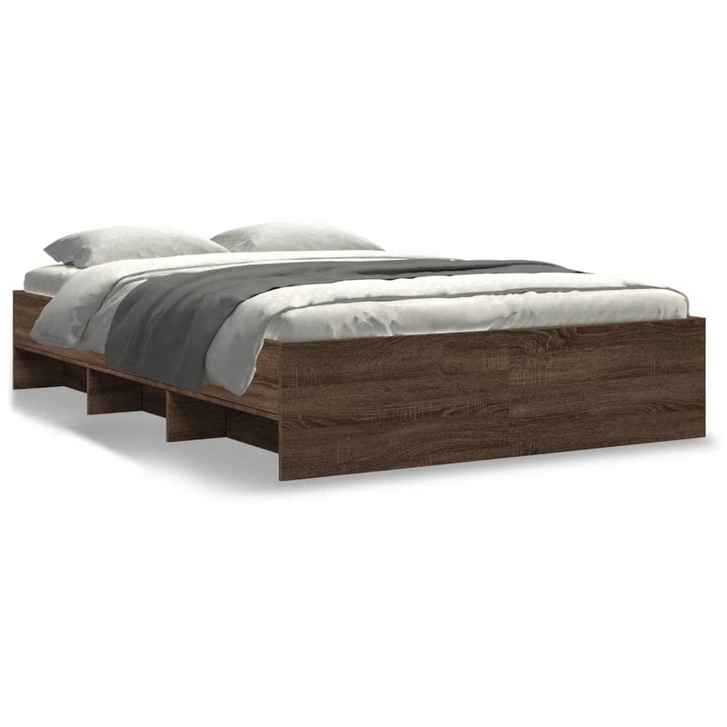 Cadru de pat, stejar maro, 135x190 cm, lemn prelucrat