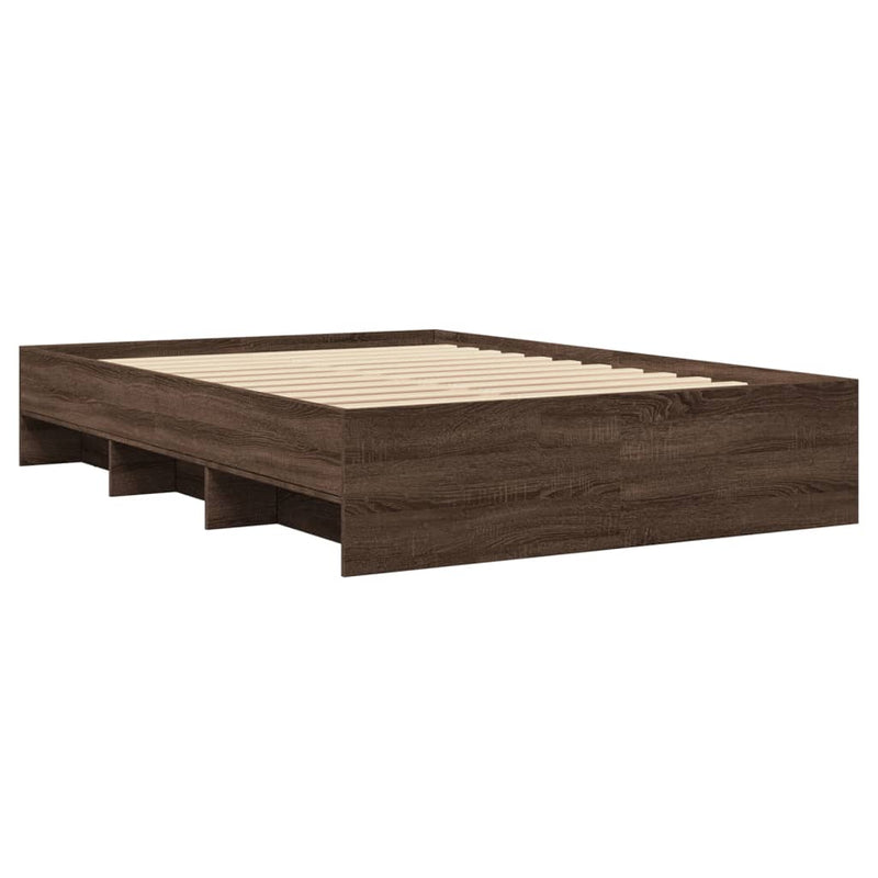 Cadru de pat, stejar maro, 135x190 cm, lemn prelucrat