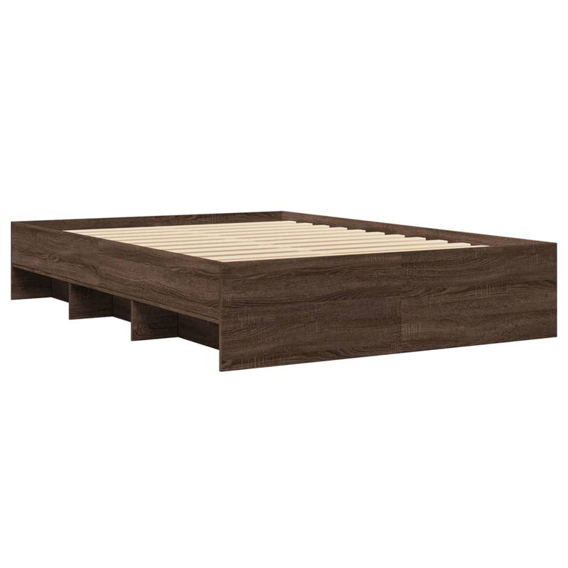 Cadru de pat, stejar maro, 135x190 cm, lemn prelucrat