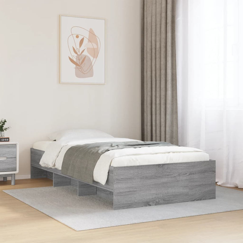 Cadru de pat, gri sonoma, 90x190 cm, lemn prelucrat